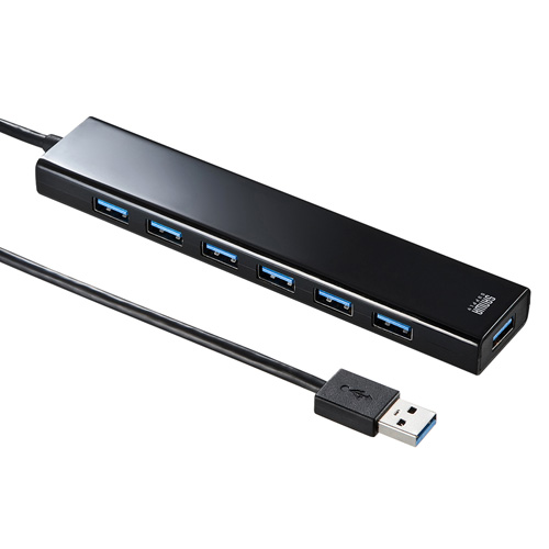 【訳あり 新品】 USB3.0ハブ 急速充電ポート付き 7ポート ブラック ACアダプタ付 USB-3H703BK サンワサプライ