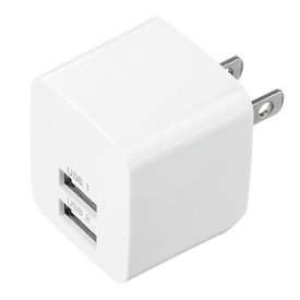 【6/5限定！最大100％ポイントバック】USB充電器 2ポート 小型 USB A 2.4A iPhone iPad スマホ ホワイト ACA-IP44BK サンワサプライ