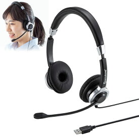 【最大2500円クーポン発行中】ヘッドセット ノイズキャンセリングマイク付き USB接続 両耳タイプ Skype Zoom MM-HSU15ANC サンワサプライ