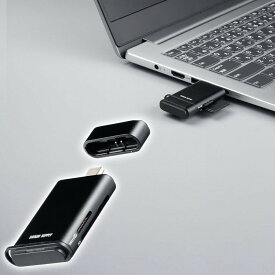 【最大1,000円オフクーポン発行中】USB-C カードリーダー SDカード microSDカード UHS-II 対応 USB3.0 5Gbps 2-in-1 小型 軽量 高速 ブラック ADR-5TCMSD2BK サンワサプライ【ネコポス対応】