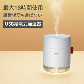 加湿器 卓上 乾燥対策 感染症対策 インフルエンザ対策 超音波式 大容量 バッテリー式 USB給電 タイプC 静音 小型 LEDライト オフィス デスク 車載 寝室 ホワイト USB-TOY102W サンワサプライ