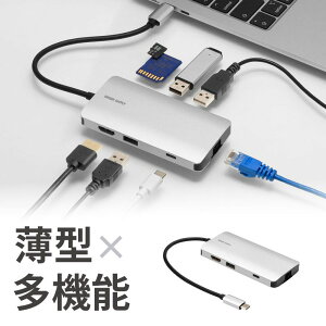 USB Type-CoChbLOXe[V 7-in-1 4K/30HzΉ HDMIo SD/microSDJ[h[_[ PD100W USB-DKM11S TTvC