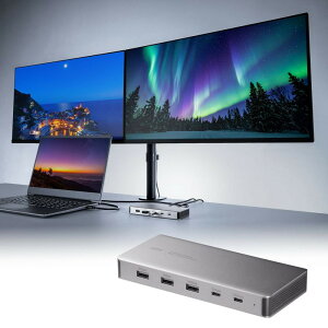 �h�b�L���O�X�e�[�V���� 2��� 4K 10-in-1 USB-C�ڑ� PD100W�[�d HDMI×2 USB-A×5 USB-C×2 �����u���^ �V���o�[ USB-CVDK21 �T�����T�v���C