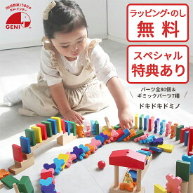 木製ドキドキドミノ 800386 GENI（ジェニ）エドインター 80ピース 集中力を育てる知育玩具 特別ラッピング