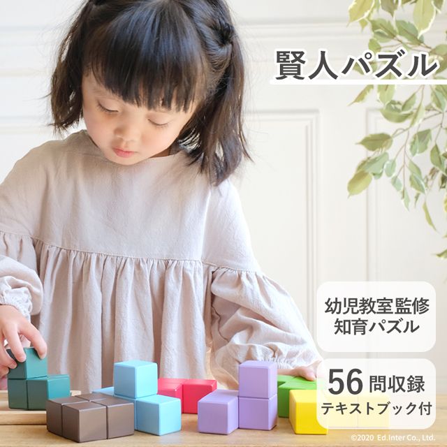 7つのブロックをプレートの上に立方体に組み立てる立体パズル 素晴らしい 脳の活性化におすすめ 送料無料 賢人パズル エドインター 日本最級 脳力パズル 知育玩具 教育玩具 子供家具 立体パズル