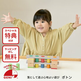 フィールグッドキューブス ポトン 827697 GENI（ジェニ）エドインター 木製知育玩具 積み木・ポットンおとし ブロック遊びトイ びっくり特典あり