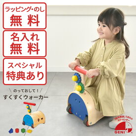 木製すくすくウォーカー 814055 GENI（ジェニ）エドインター 手押し＆乗用の2WAY 名入れ対応 特別ラッピング