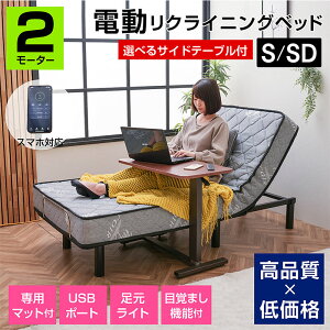 高品質・低価格 電動ベッド 2モーター 目覚まし機能付 電動アシストベッド スマホ対応 USB付 ポケットコイルマットレス付 介護向けベッド リモコン付 足元ライト 電動リクライニングベッド