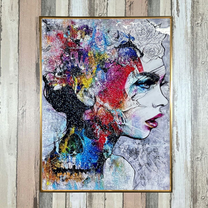 楽天市場】水晶パネル アートパネル 60×80cm ポップアート 金フレーム 