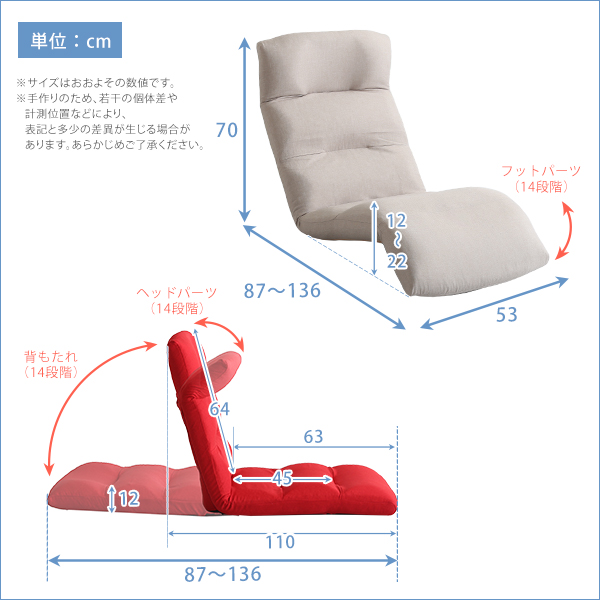 楽天市場】日本製リクライニング座椅子（布地、レザー)14段階調節ギア
