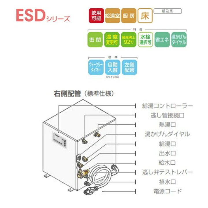 楽天市場】ESD50BRX111E0 イトミック ITOMIC 小型電気温水器 ESD 