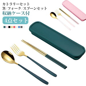 カトラリーセット 4点セット 収納ケース お弁当用 箸ケース お箸 スプーン フォーク 持ち運び 便利 ステンレス 通勤 通学 学生用食器 コンパクト 食器セット 携帯用カトラリー 食洗機対応 ラ