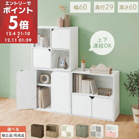 収納棚 扉付き キャビネット ラック 棚 カラーボックス スリム 2段 可動棚 本棚 小さい キューブボックス 木製 収納 おしゃれ 北欧 収納ボックス リビング収納 ディスプレイラック チェスト 収納家具 リビング 【組立品/完成品が選べる】 LET300248