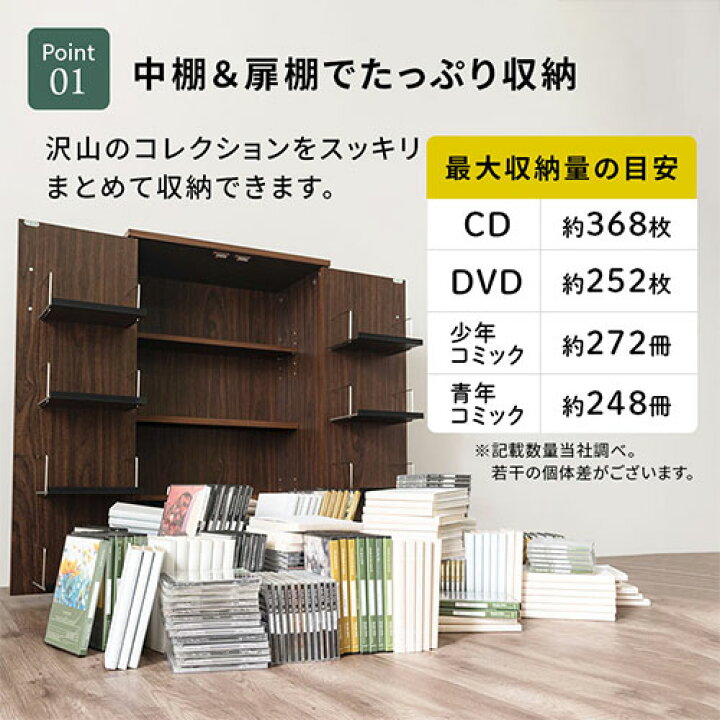楽天市場】扉付き 本棚 収納 木製 コンパクト 大容量 幅60cm 可動棚 