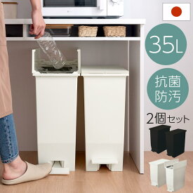 2台セット 分別ごみ箱 ペダル式ゴミ箱 ゴミ箱 2個セット ダストボックス 35L スリム キャスター付き ペダル式 蓋付き 左右両開き 袋止め付き 抗菌加工 防汚加工 省スペース 分別 キッチン シンプル ブラック/ホワイト SOLOW DTB600096