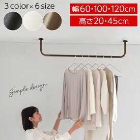 ハンガーパイプ ハンガーバー 壁付け 天井 ポールハンガー アイアンバー 約 幅 60/100/120 高さ 20/45 cm アイアン コ型 コの字 U型 物干し 洋服ラック 洋服収納 衣類 ハンガー 取り付け 吊り下げ 省スペース ブラック/ホワイト/ゴールド