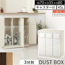 【組立品/完成品が選べる】 ダストボックス 3分別 大型 45l ゴミ箱 中身 見えない 45リットル スリム 木製 大容量 キャスター付き 縦型ゴミ箱 くず入れ 縦長 隙間収納 ゴミ袋が見えない ウォールナット/オーク/ホワイト DTB600101