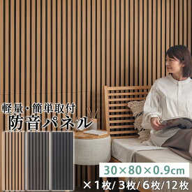 防音パネル 壁 単品/3枚/6枚/12枚セット ウォールパネル おしゃれ 吸音パネル ウッド 壁パネル 音漏れ対策 静音化 賃貸 リビング 防音室 音楽スペース 楽器 ピアノ ストライプ 模様替え 韓国インテリア ナチュラル/ウォールナット/グレー