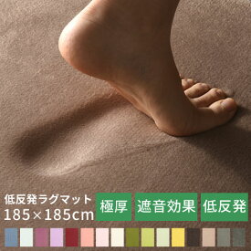 【クーポンで5％OFF！4/27迄】 低反発 ラグ 極厚 25mm 185×185 ラグマット 滑り止め付 遮音 ふかふか カーペット マット 衝撃吸収 絨毯 マイクロファイバー オールシーズン ふわふわラグ リビング 子供部屋 無地 シンプル おしゃれ 冬用ラグマット かわいい CPT000098