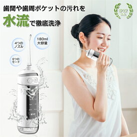 【ポイント20倍】口腔洗浄器 180ml水タンク 口腔洗浄機 磨き残しゼロ IPX7防水 電動 フロス デンタルフロス 歯間ブラシ 歯間 水流ようじ 奥歯 歯垢 プラーク 歯石 歯周ポケット オーラルケア 4本ノズル 充電式 【1年安心保証】