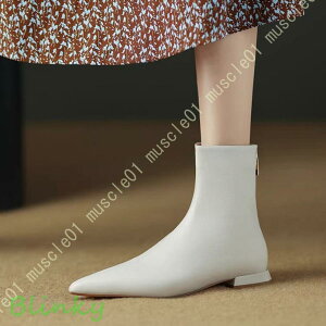 ショートブーツ レディース バックジップ ローヒール ヒール低め ポインテッドトゥ 痛くない 歩きやすい 柔らかい 疲れない 軽量 軽い 滑らない 履きやすい