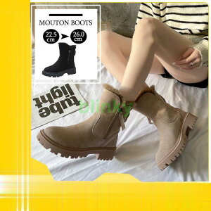 ムートンブーツ レディース スノーブーツ ミドルブーツ フアー ファー付き 走れる 痛くない もこもこシューズ ブーツ あったか カジュアル裏起毛 防寒