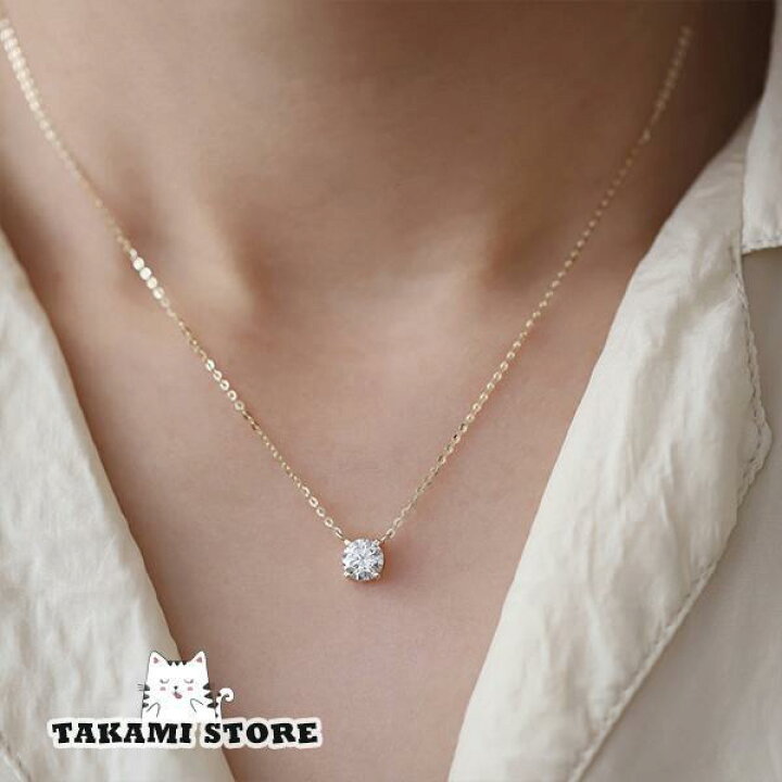 楽天市場】ネックレス レディース 一粒 CZダイヤ 0.8ct 定番 シンプル 