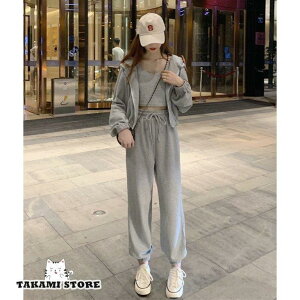 セットアップ スウェットレディース 上下 ジャージ 大きいサイズ 3点セット クロップドトップス スポーツウェア トレーニングウェア