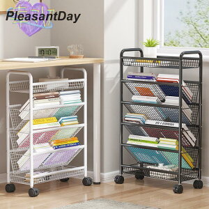 本棚 収納棚 ブックシェルフ デスクサイド本棚 キャスター付き スリム ファイルワゴン 本立て 大容量 教科書 漫画 雑誌収納 学校/オフィス用