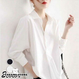 ブラウス レディース 春夏秋新作 オシャレブラウス シャツ 白ブラウス Vネックブラウス 長袖トップス 韓国風 大人上品 通勤OL ゆったりシャツ