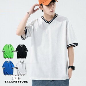 Tシャツ メンズ Vネック 無地Tシャツ 半袖Tシャツ トップス クルーネックTシャツ 綿Tシャツ カジュアル