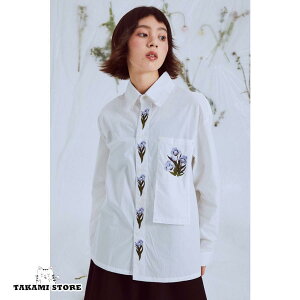 刺繍 花柄 ブラウス トップス レディース 長袖 春 秋 シャツブラウス 襟付きシャツ 襟付き ブラウス ゆったり 白 きれいめ カジュアル おしゃれ 個性的 韓国