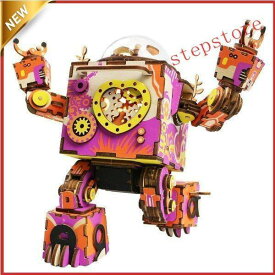 パズル 色付 子供 木製 3D 工作キット オルゴール ギフト 大人 おもちゃ DIY ロボット プレゼント