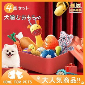 ！犬噛むおもちゃ ペット用 犬用おもちゃ 壊れない 丈夫 噛む 骨 かわいい 犬おもちゃボール 4点セット 安全 音が鳴る 口臭予防老人の日