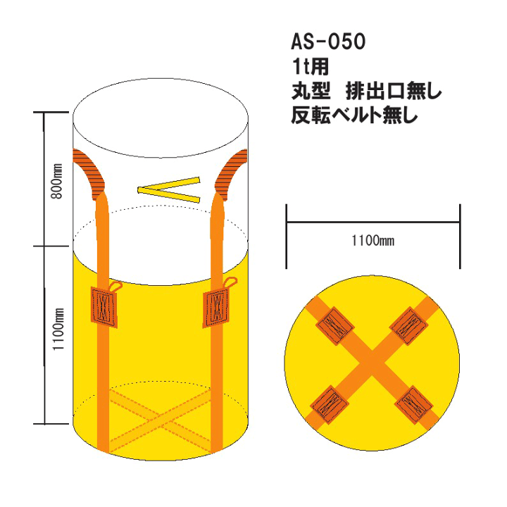 楽天市場】フレコンバック 1t用丸型 反転ベルト無タイプ 10枚入 AS-050