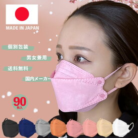 【安心・日本製】jn95 マスク 日本製 90枚 不織布 3d 立体マスク 大人 子供 4層 立体マスク 不織布 不織布マスク 日本製マスク カラー メイクが落ちにくい 花粉 風邪