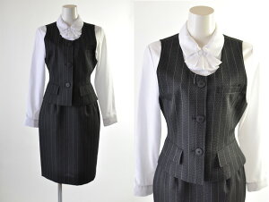 事務服 セットアップ ベスト スカート ベストスーツ 2点セット 上下セット 日本製 事務服 制服 法人 受付 仕事 総務 コスプレ 小さいサイズ 定番 オールシーズン セットアップ 事務用制服 ス