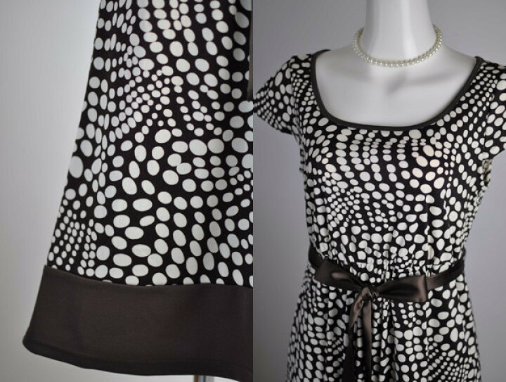 楽天市場 10 Offクーポン有 残り僅か レディース ワンピース サマーワンピース 9号 11号 13号 ウエストリボン付 ストレッチ素材 ラウンドネック 茶色 ブラウン ドットワンピース ミセス ママ 母親 通勤 Bl3f6 498 月光ウサギショップ