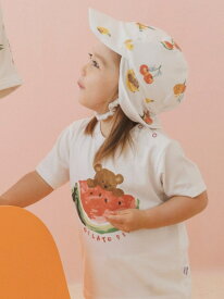 【接触冷感】【BABY】フルーツアニマルワンポイントTシャツ gelato pique ジェラートピケ トップス カットソー・Tシャツ ホワイト ピンク[Rakuten Fashion]