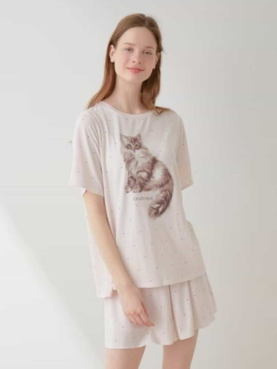 楽天市場】【SALE／30%OFF】【ONLINE限定】CATドット柄ワンポイントT 