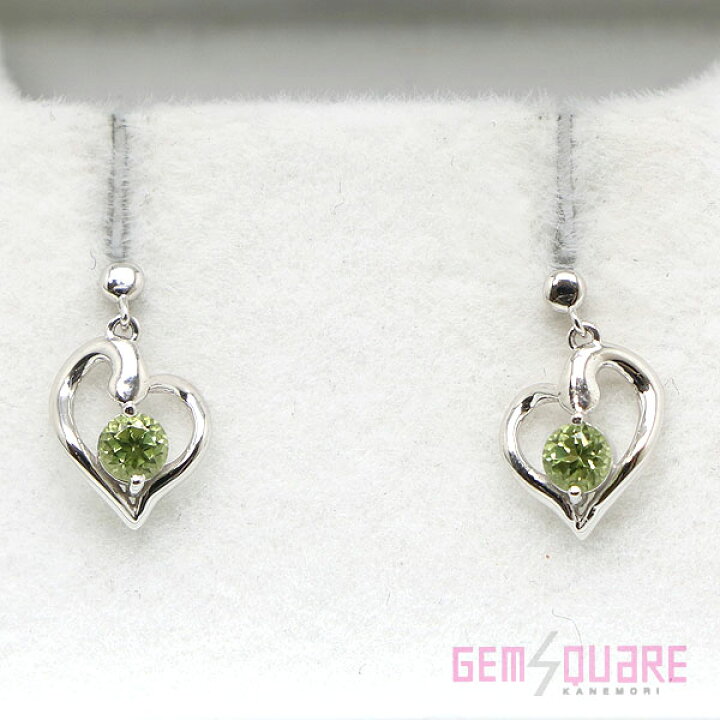 楽天市場】【K10WG】ペリドット スタッドピアス オープンハート 