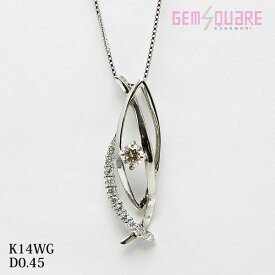 【K14WG】ダイヤモンド デザイン ネックレス D0.45 ライトブラウン 3.5g 美品【質屋出店】