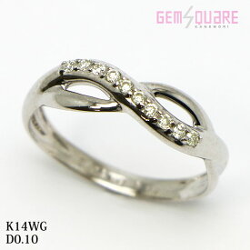 【K14WG】ダイヤモンド デザインリング 指輪 D0.10 1.4g 10号 仕上げ済【質屋出店】