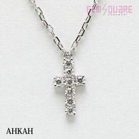 【AHKAH】アーカー ダイヤモンド クロスネックレス K18WG D0.05 1.3g VC0156100100 仕上げ済【質屋出店】