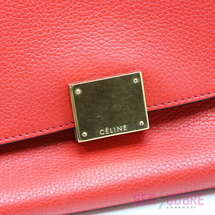 楽天市場】【CELINE】セリーヌ トラペーズ ミディアム レッドカーフ 