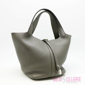 【HERMES】エルメス ピコタンロックMM グレー系 トリヨンクレマンス D刻印 シルバー金具 中古 【値下げ】【質屋出店】