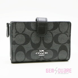 【23553】COACH コーチ ミディアムコーナージップウォレット 財布 ブラック 黒 新品同様品【質屋出店】