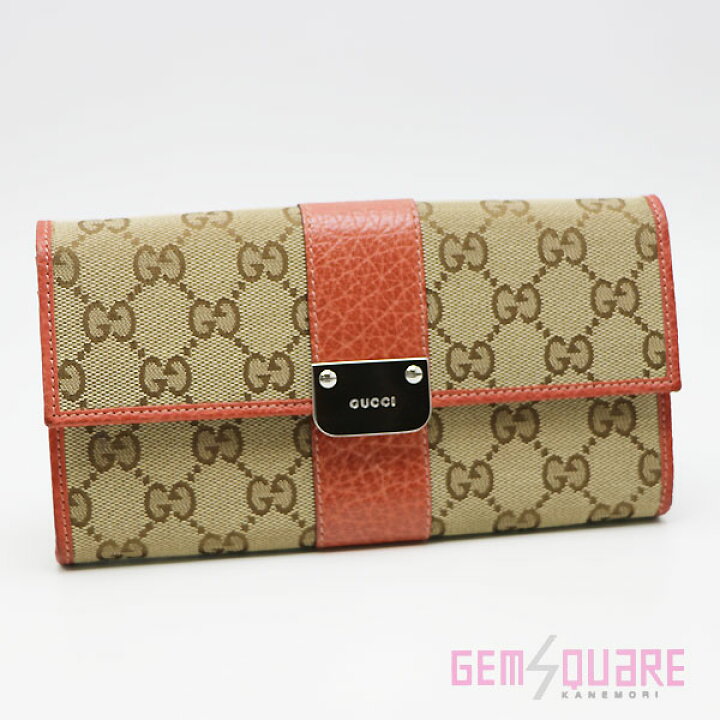 楽天市場】【233028】GUCCI グッチ 二つ折り財布 ベージュ サーモン 