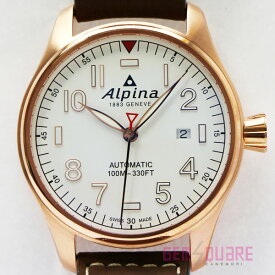 【AL-525S4S4】Alpina アルピナ スタータイマー パイロットウォッチ オートマ 腕時計 白 デイデイト 未使用品【質屋出店】