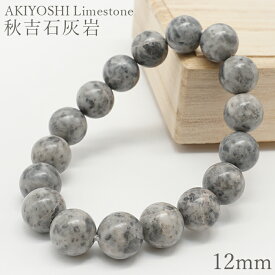 秋吉石灰岩 模様あり ブレスレット 12mm 日本銘石 AKIYOSHI Limestone 山口県 鉱物 天然石 パワーストーン カラーストーン